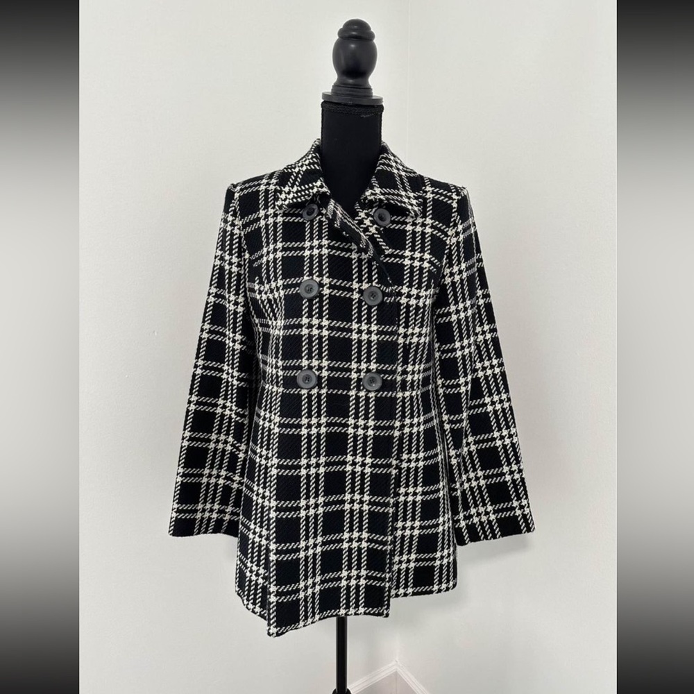 Black Plaid Pea Coat